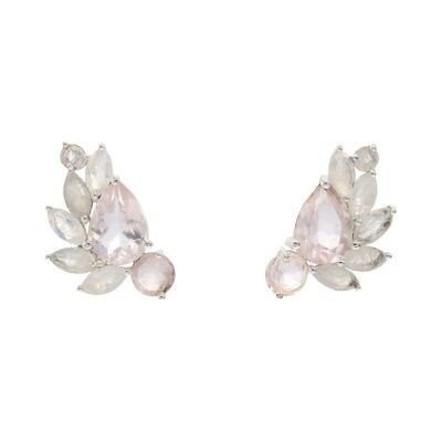 Boucles d'oreilles Nemi argent pierre de lune et quartz rose