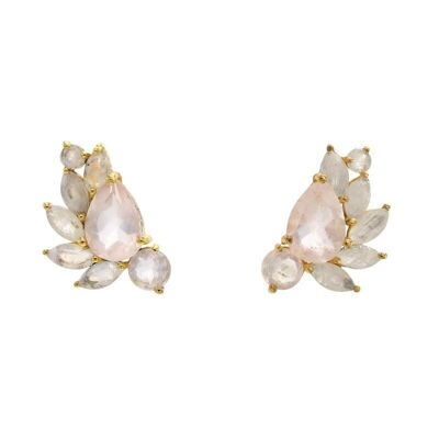 Boucles d'oreilles pierre de lune et quartz rose Nemi