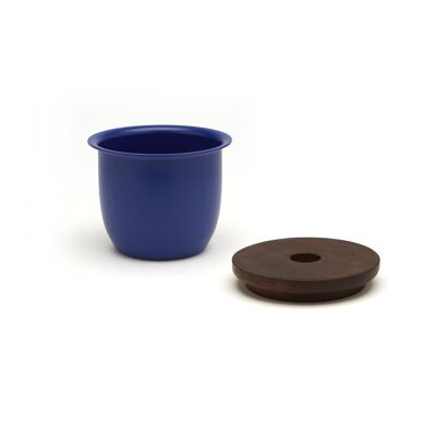 C3 | Piccolo contenitore in blu con coperchio in legno Wood