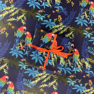 Premium Matt Gift Wrap 50 x 70 ‘Parrots’