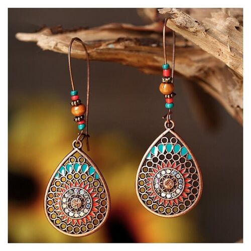 Boho Hollowed Beaded Waterdrop Earrings