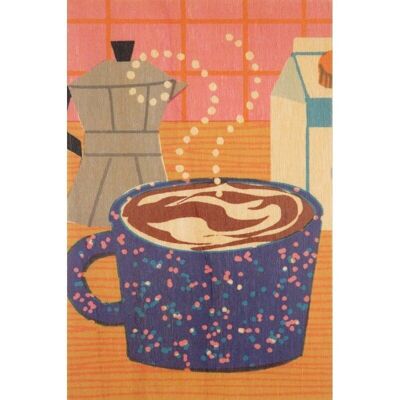 Wooden postcard - still life cappuccino