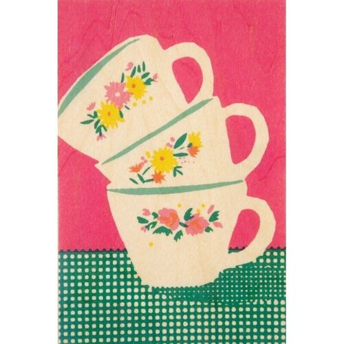 Carte postale en bois - still life cups