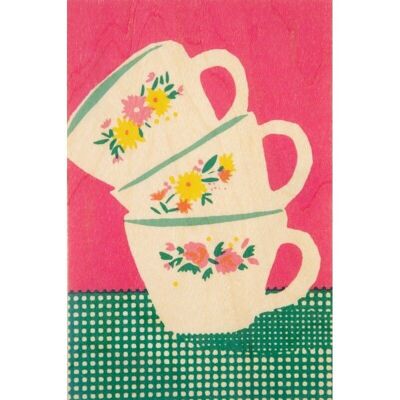 wooden postcard - still life cups