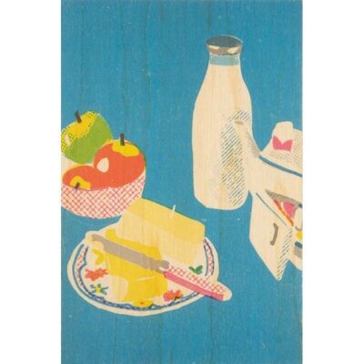 Wooden postcard - still life milk and more
