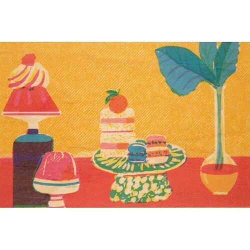 Carte postale en bois - still life pastries