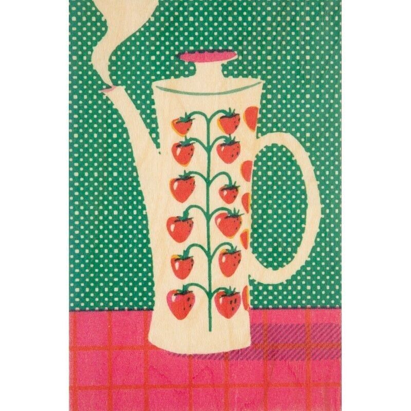 cartolina di legno - fragole di natura morta