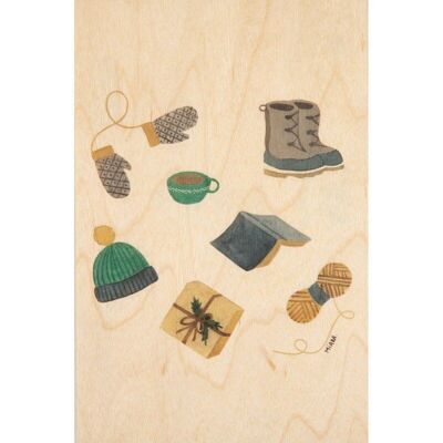 Cartolina di legno - stivali invernali