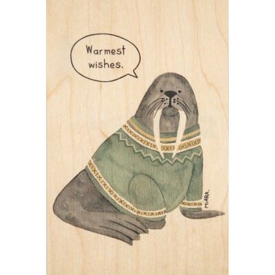 Postkarte aus Holz - Winterwalroß