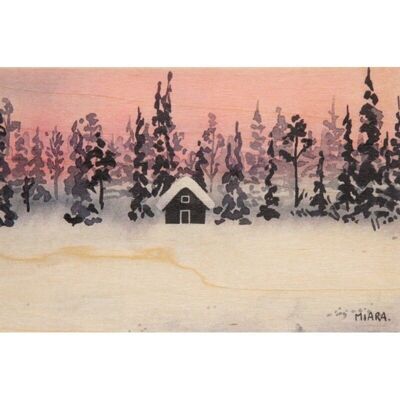 Cartolina di legno - alba invernale