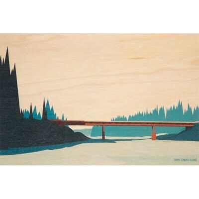 postal de madera - puente de paisaje