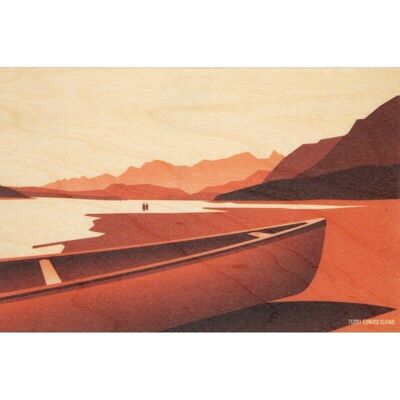 postal de madera - paisaje canoa arena