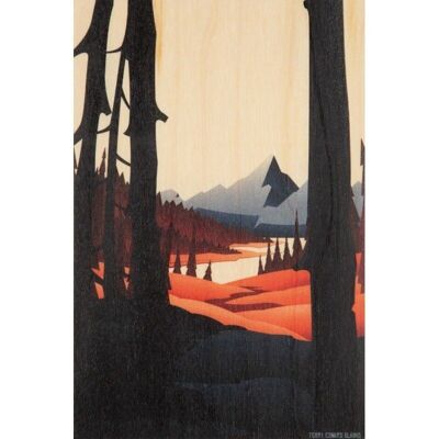 postal de madera - paisaje escondido