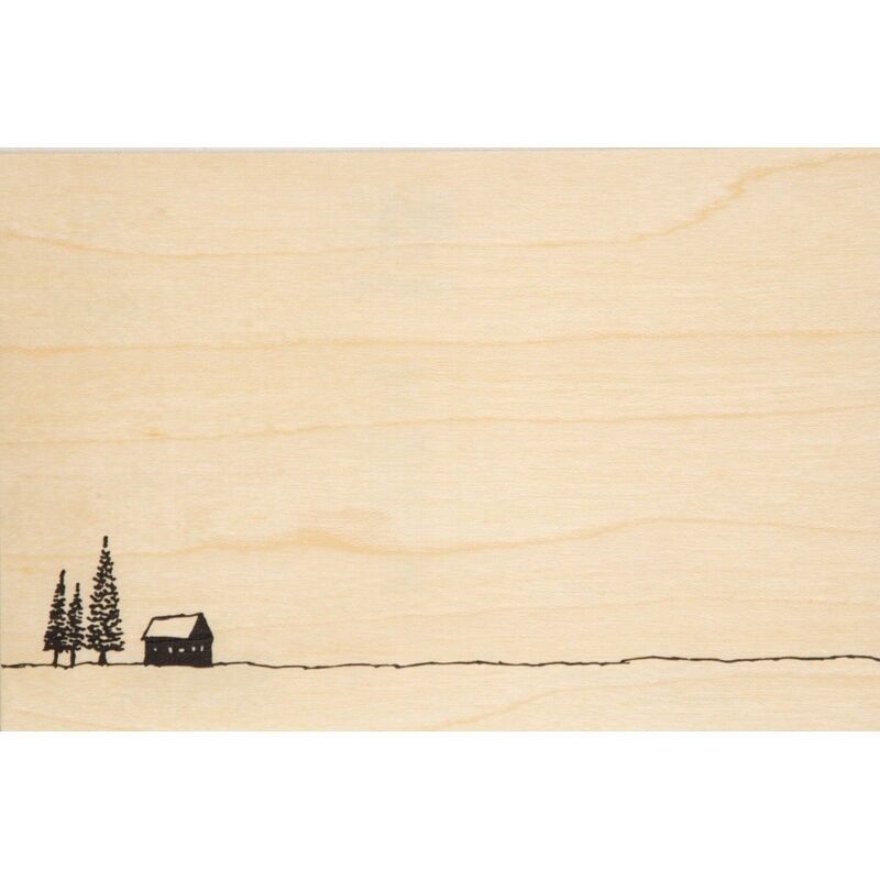 Cartolina in legno - chalet in bianco e nero