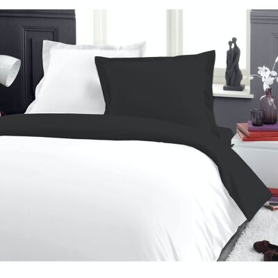 SET OF 3 PIECES DUVET COVER TWO-TONE WHITE/BLACK 220x240 cm