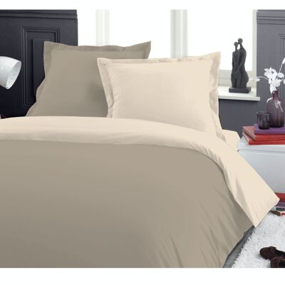 SET OF 3 PIECES DUVET COVER TWO-TONE TAUPE/BEIGE 220x240 cm