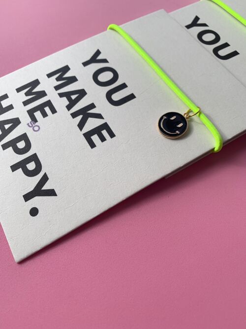 Neon Armband mit Grusskarte „Happy Smiley“