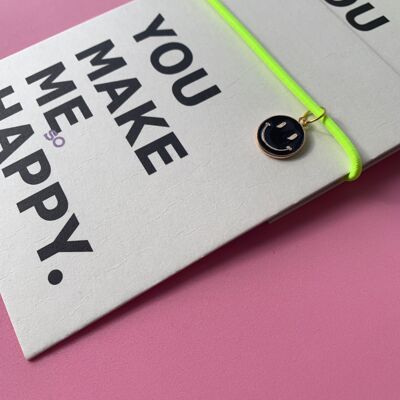 Neon bracelet with greeting card "Happy Smiley"