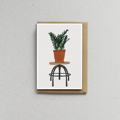 Card with envelope - Flower pots - The flower pot on the stool
