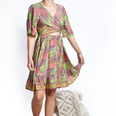 Lilly Front Tie Mini Dress_Bohemian eco-friendly mini dress