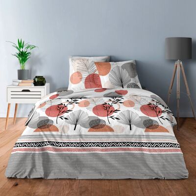 SET OF 4 PIECES OF WOODEN DUVET COVER WITH FITTED SHEET IN 140x190