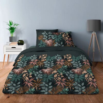 4 PIECE SET OF FLOWERING DUVET COVER WITH FITTED SHEET IN 140x190
