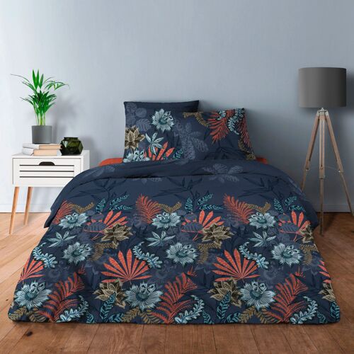 PARURE 4 PIECES HOUSSE DE COUETTE LAGON AVEC DRAP HOUSSE EN 140x190