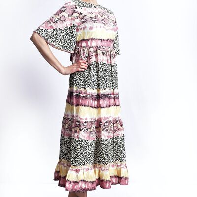 Frilled Open Back Long boho Dress_Eco-friendly bohemian dress