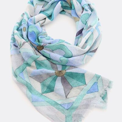 Scarf Ecovero (TM) / Majolica - blue / multicolored