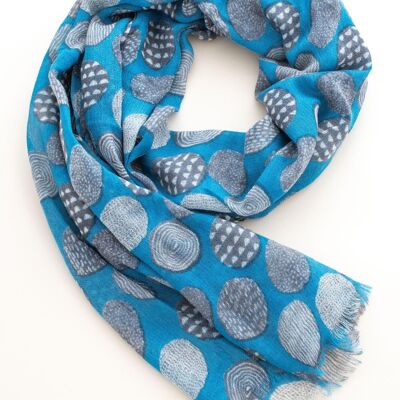 Wool Scarf / Pebble - bright blue