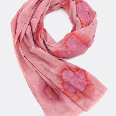 Schal 100% Bio-Baumwolle / Batik Aquarell - rosa