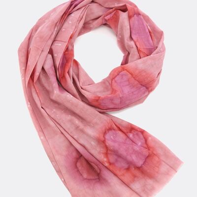 Scarf 100% organic cotton / watercolor batik - pink