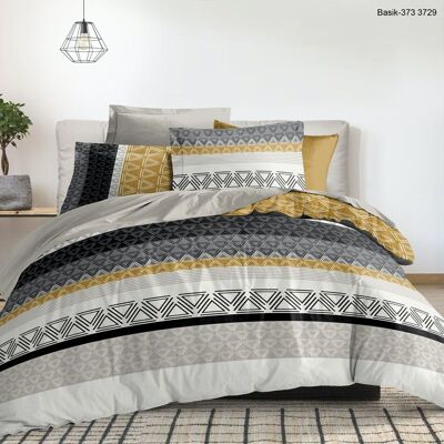 4-PIECE SET BASIK DUVET COVER WITH 140x190 FITTED SHEET