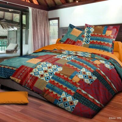 SET OF 4 PIECES OF ETHNIC DUVET COVER WITH FITTED SHEET IN 140x190