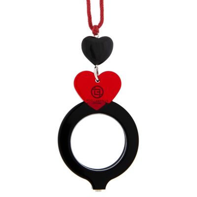 PENDENTE VETRI CUORE NERO-ROSSO