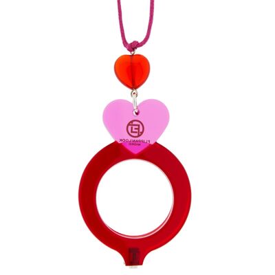 RED-PINK HEART PENDANT-GLASSES