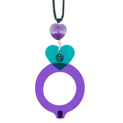 PENDANT-GLASSES HEART VIOLET-GREEN