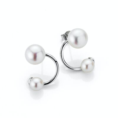 Pearl ear studs arched with 2 freshwater pearls