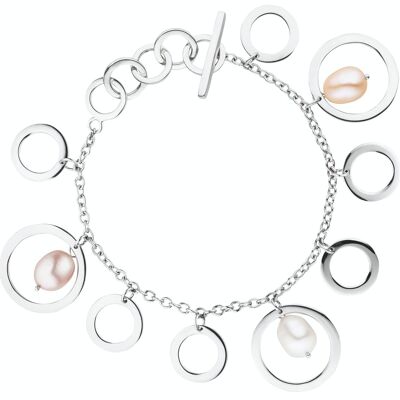 Pearl bracelet with circle elements freshwater multicolor