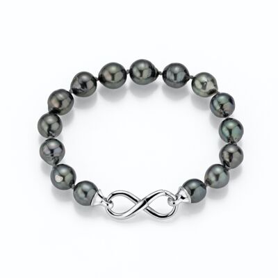 Pulsera de perlas Tahití negras con cierre infinito