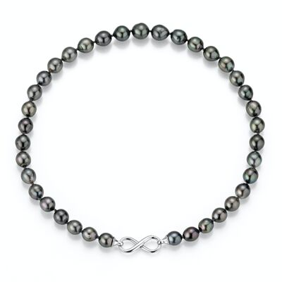 Perlenkette Tahiti schwarz mit Infinity-Verschluss