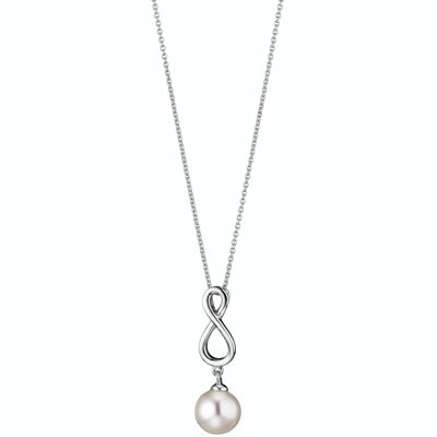 Necklace with infinity pendant silver - freshwater round white