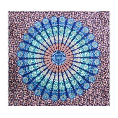 Wandbehang "Blaues Mandala" aus Baumwolle