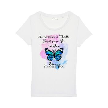 T-Shirt Femme "Transformation du Papillon" en Coton Bio 1