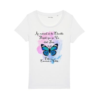T-shirt da donna "Butterfly Transformation" in cotone biologico