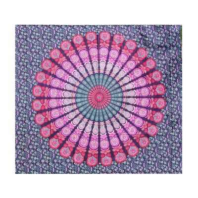 Tapiz de pared de algodón "Mandala multicolor calmante"