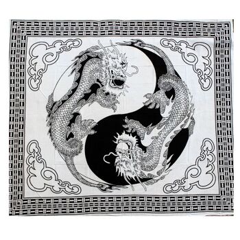 Tenture murale en coton "Yin & Yang aux Dragons" 1