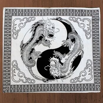 Tenture murale en coton "Yin & Yang aux Dragons" 2