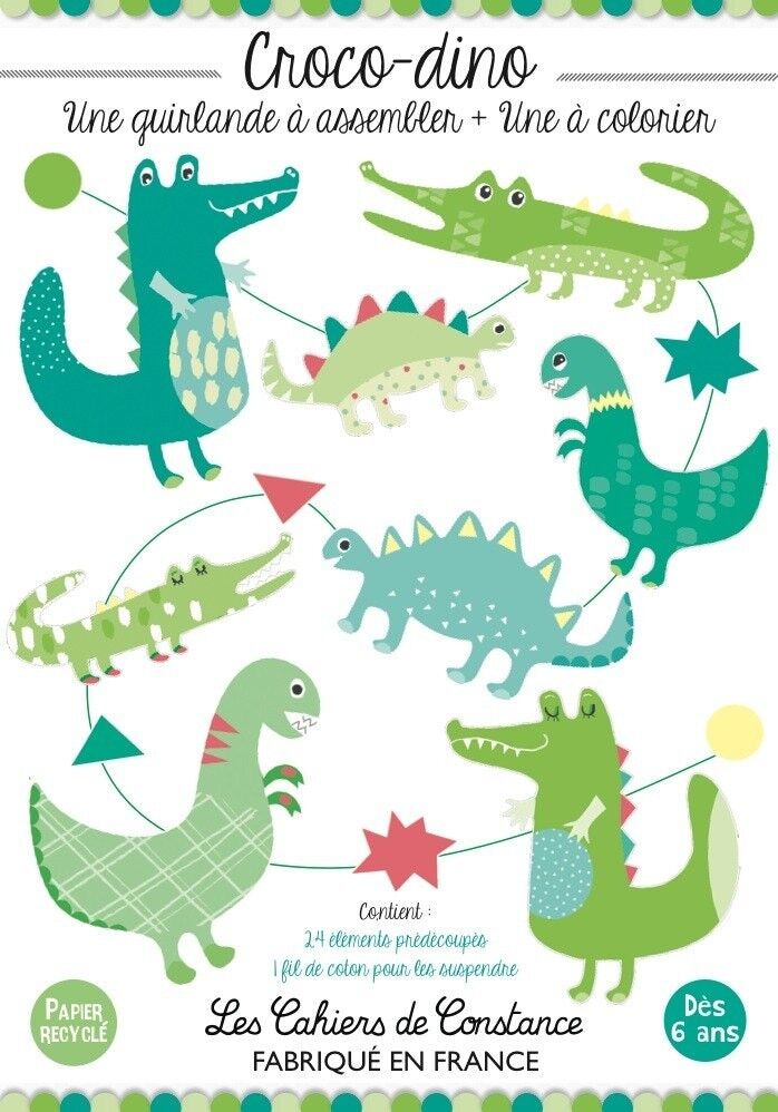 Ghirlanda da colorare e realizzare: Croco-Dino