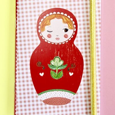 Small red matryoshka notebook